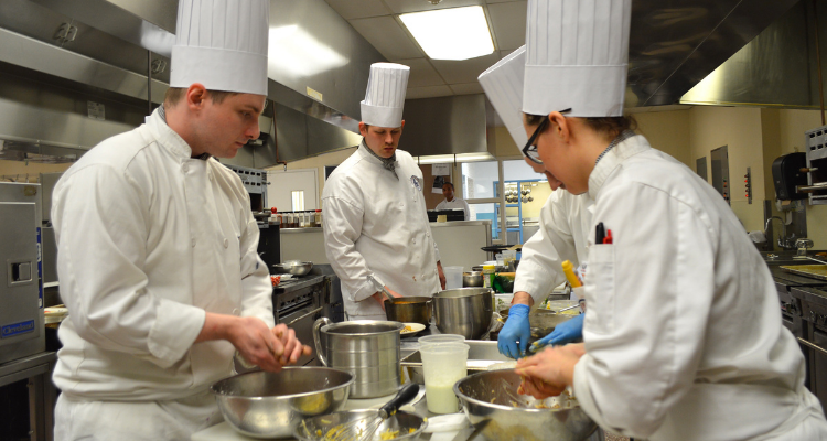 Culinary students in a classroom
