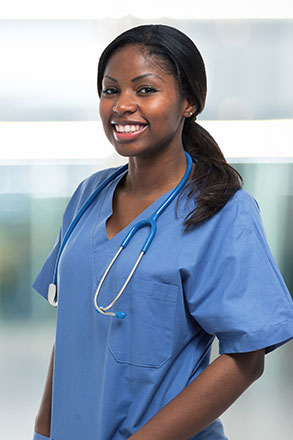  Women in nursing scrubs.