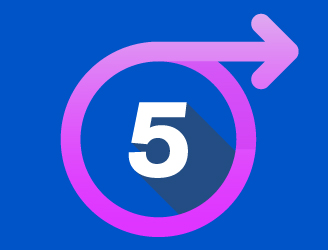 a number 5 in a circle with an arrow