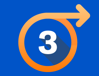 the number 3 in a circle with an arrow