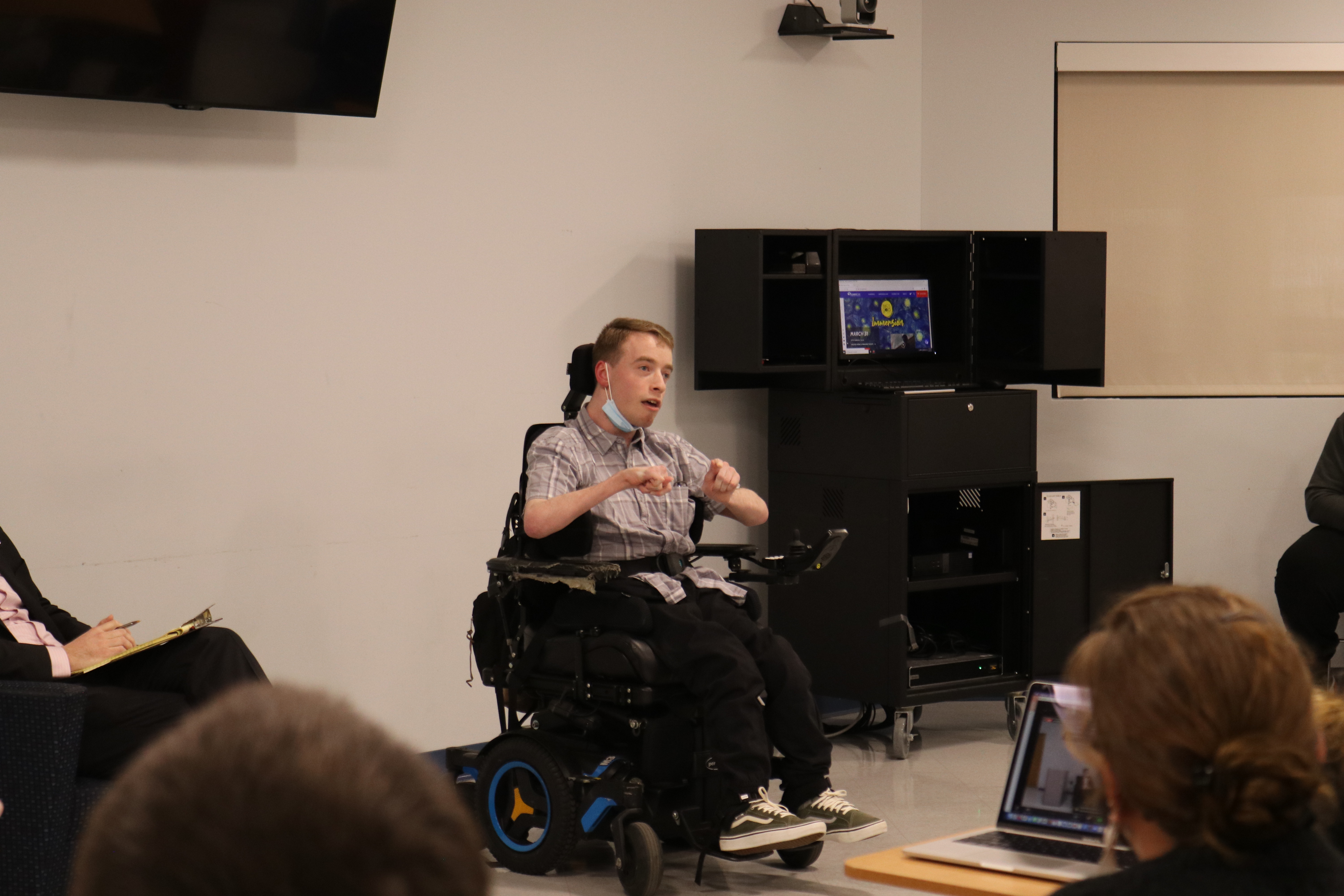 Jacob Hackett speaks at the accessibility advocacy event Thursday, Feb. 24, 2022 at Atlantic Cape's Mays Landing campus.