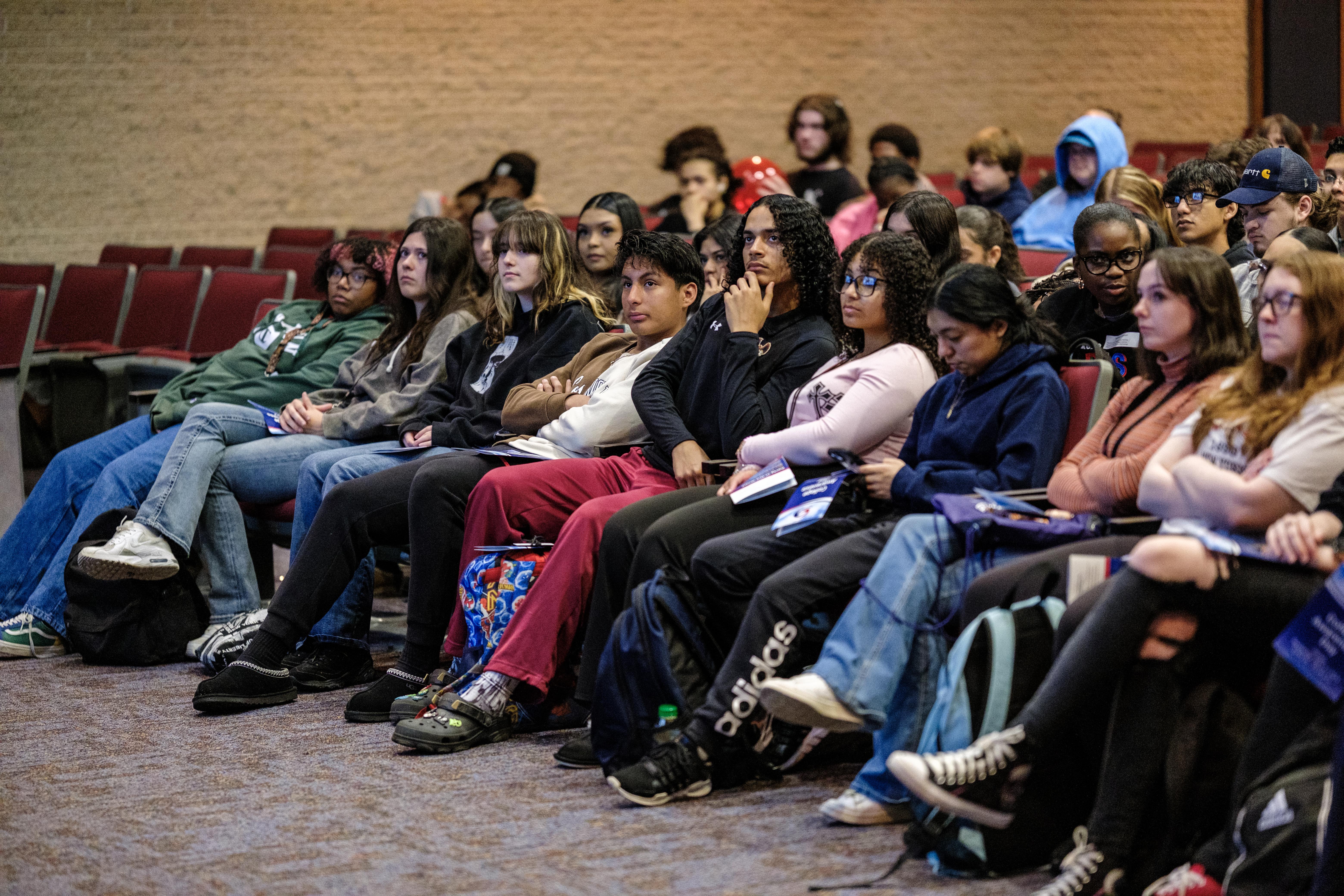 High school students in attendance during College Awareness Day in Walter E. Edge Theater