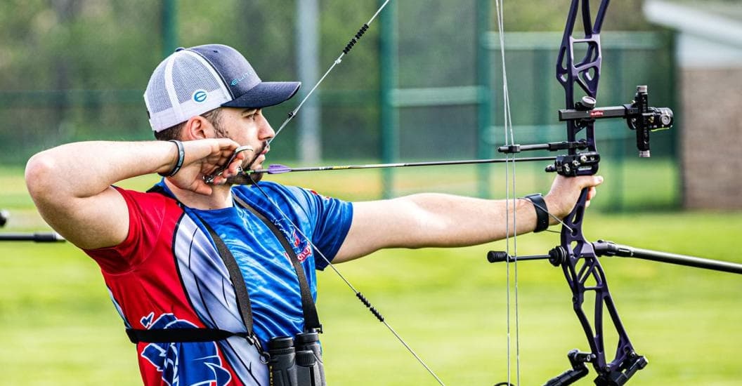 Atlantic Cape archer Matthew Byrnes shooting at a competition