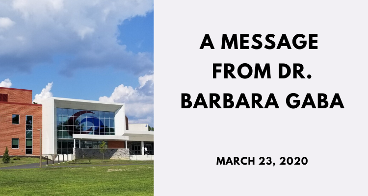A message from Dr. Barbara Gaba - March 23
