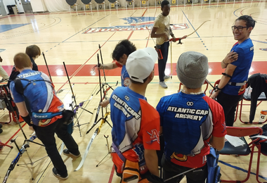 Atlantic Cape archers share a laugh in between rounds