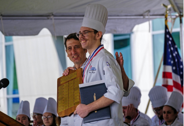 Chef Educator Vincent Tedeschi and Valedictorian & Nathan Schwartz Award winner Cole Perfetti